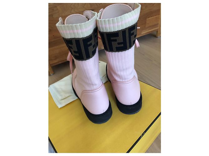 Fendi Stiefeletten Rosa Leder und Canvas Pink - Ansicht 5