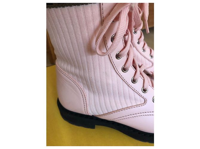 Fendi Stiefeletten Rosa Leder und Canvas Pink - Ansicht 8