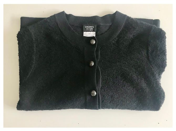 Chanel Uniform Boucle Cardigan Marine Wolle Marineblau - Ansicht 14
