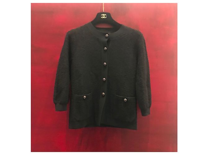 Chanel Uniform Boucle Cardigan Marine Wolle Marineblau - Ansicht 15