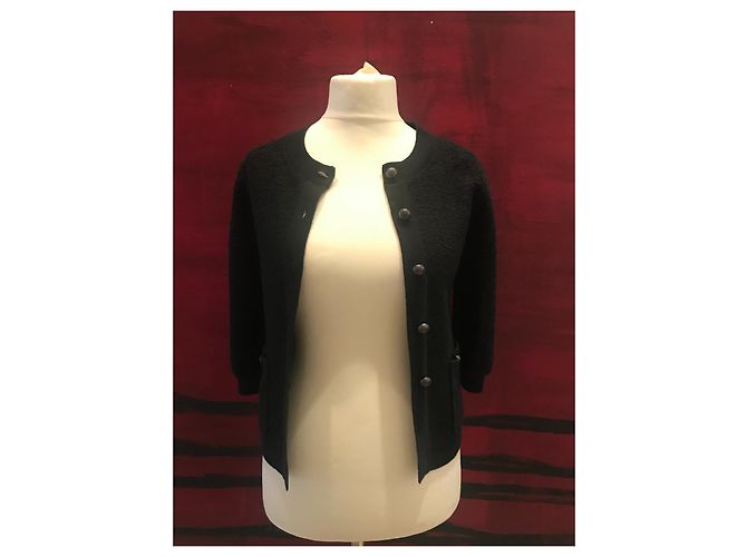 Chanel Uniform Boucle Cardigan Marine Wolle Marineblau - Ansicht 2