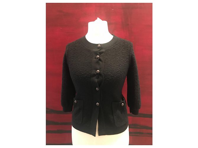 Chanel Uniform Boucle Cardigan Marine Wolle Marineblau - Ansicht 6