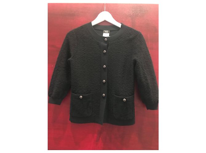 Chanel Uniform Boucle Cardigan Marine Wolle Marineblau - Ansicht 8
