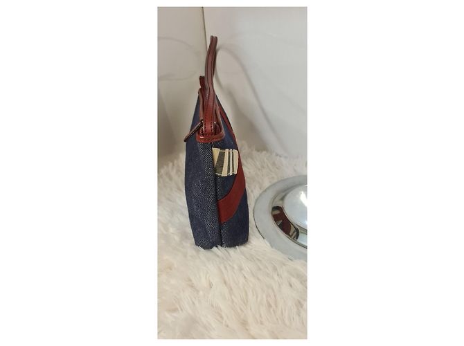 Borsa e pochette Burberry in denim blu - vista 4
