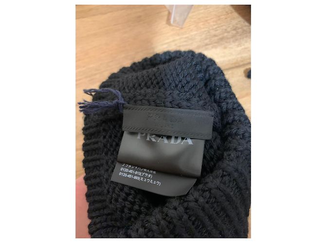Prada Berretto da uomo in lana nera Lightning Bolt Nero - vista 6