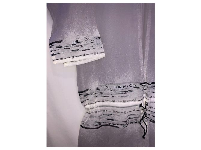 Chanel Grey Cotton Tunic with Black Pattern White - view 2