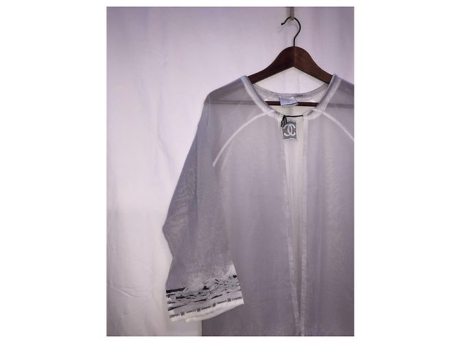 Chanel Grey Cotton Tunic with Black Pattern White - view 3