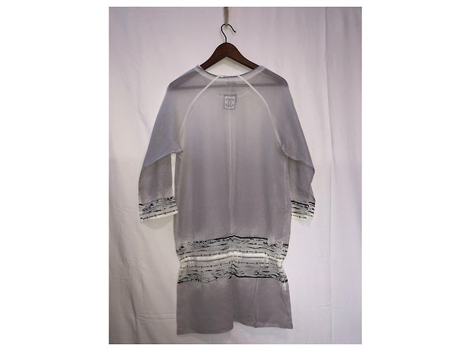 Chanel Grey Cotton Tunic with Black Pattern White - view 4