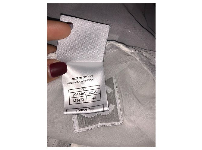 Chanel Grey Cotton Tunic with Black Pattern White - view 5