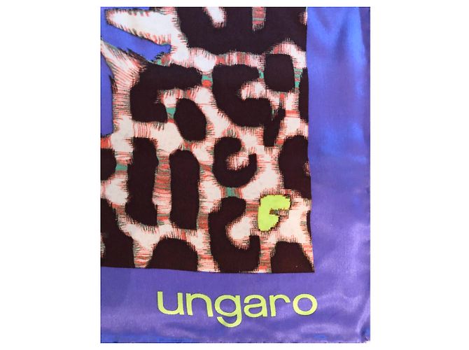 Sciarpa di seta Emanuel Ungaro Viola Multicolore 85x85 Porpora - vista 4