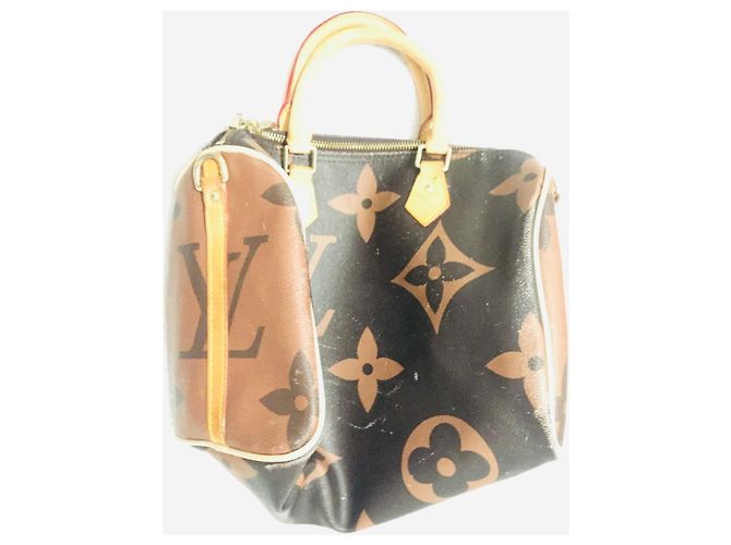 Louis Vuitton Speedy 30 Monogramma gigante Marrone Beige - vista 8