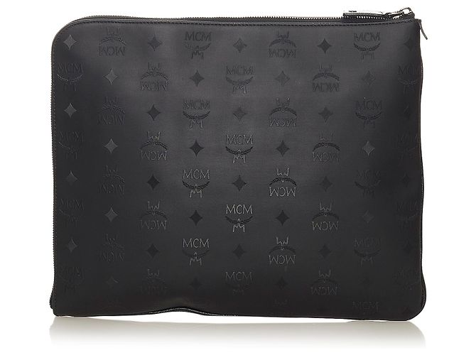 MCM Pochette in pelle nera con borchie - vista 3