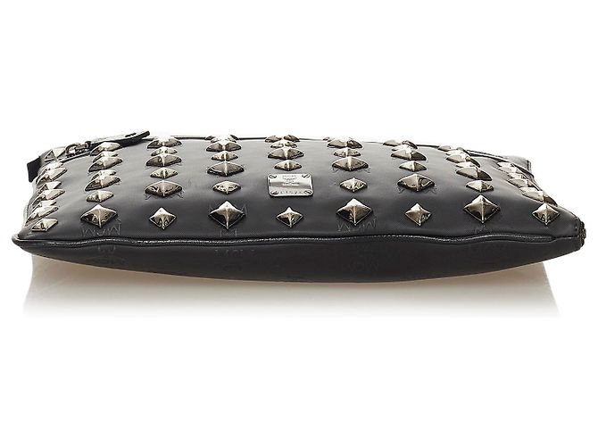 MCM Pochette in pelle nera con borchie - vista 4