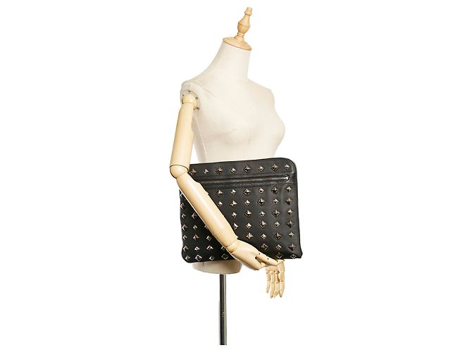 MCM Pochette in pelle nera con borchie - vista 8