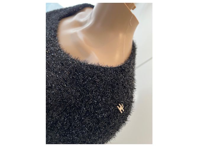Elisabetta Franchi Glänzendes Kleid Schwarz Oversize - Ansicht 3