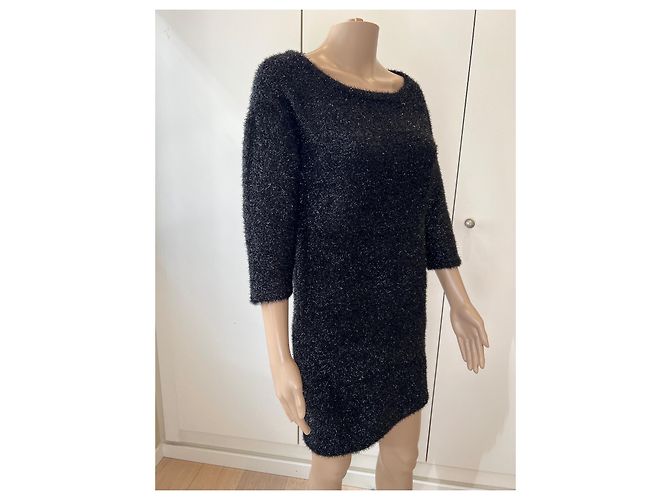 Elisabetta Franchi Glänzendes Kleid Schwarz Oversize - Ansicht 5