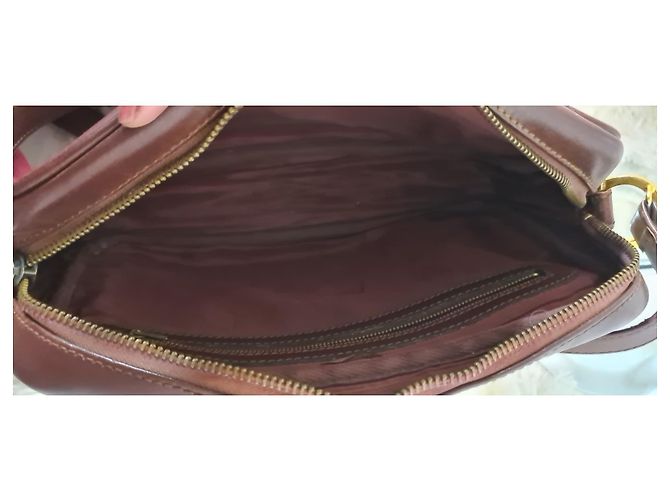 Borsa a tracolla Cartier in pelle rosso scuro Bordò - vista 5