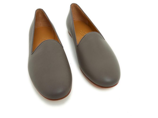 Hermès MOCASSINI IN PELLE CON CAVO FR40 new Grigio - vista 2