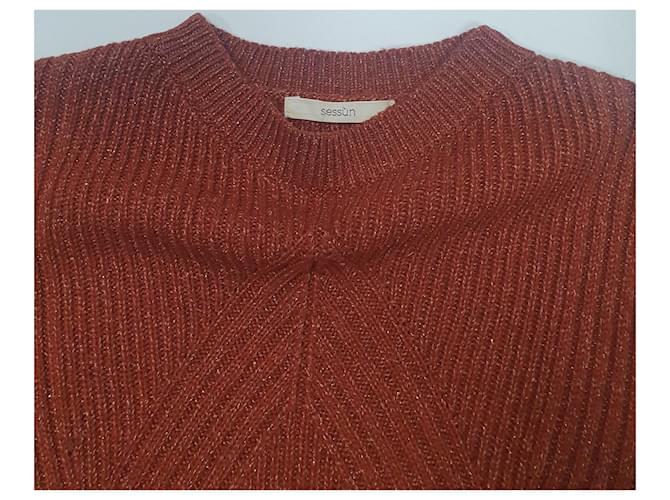 Sessun Jane kurzer Pullover braun und gold Golden - Ansicht 2