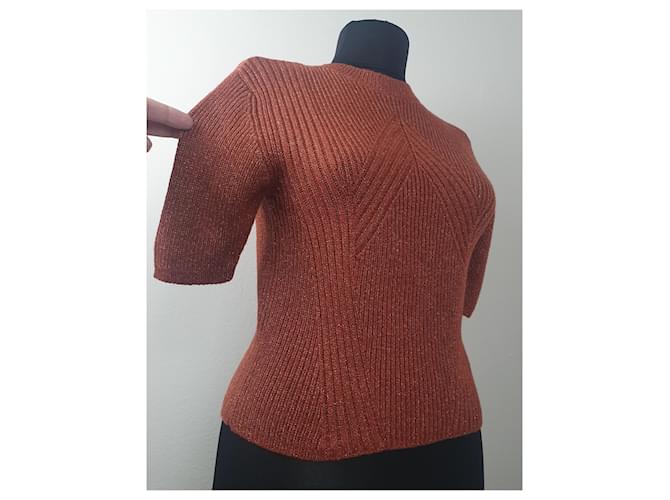 Sessun Jane kurzer Pullover braun und gold Golden - Ansicht 4