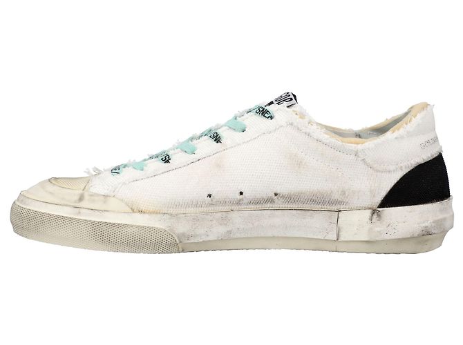 Sneaker Super-Star da Uomo Golden Goose in Canvas Bianco Nero Ice Blue - vista 2