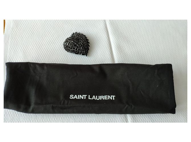 SPILLA YVES SAINT LAURENT QuORE IN METALLO E CRISTALLO Nero Metallico - vista 2