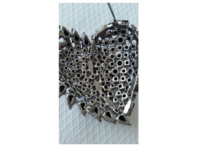 SPILLA YVES SAINT LAURENT QuORE IN METALLO E CRISTALLO Nero Metallico - vista 3