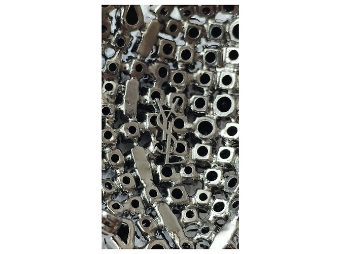 SPILLA YVES SAINT LAURENT QuORE IN METALLO E CRISTALLO Nero Metallico - vista 4