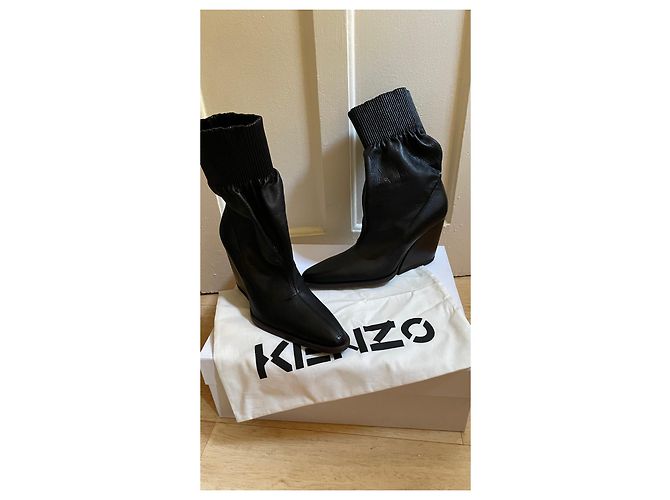 Stivaletti Kenzo Billow Low Top in pelle nera 38 Nero - vista 2