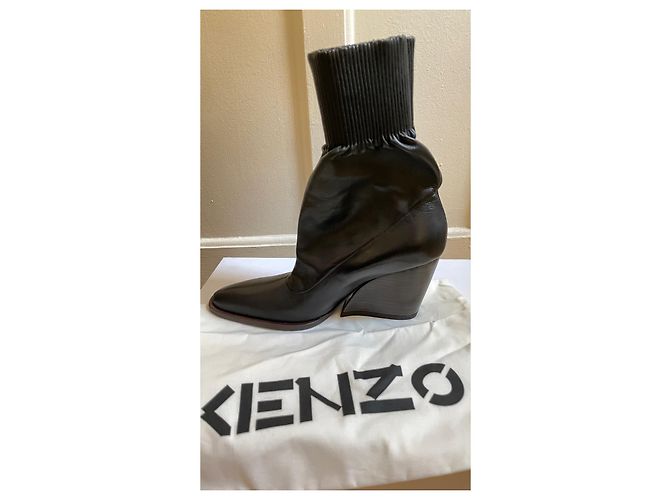 Stivaletti Kenzo Billow Low Top in pelle nera 38 Nero - vista 3
