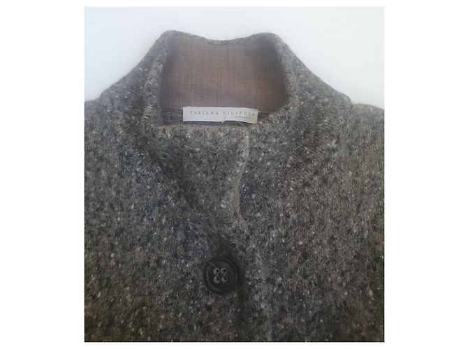 Fabiana Filippi Strickjacke Grau Wolle Mohair Angora - Ansicht 3