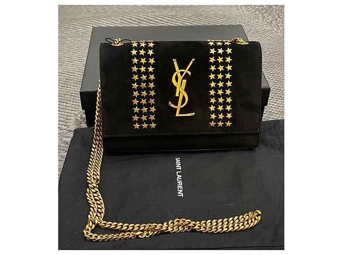 Downtown Yves Saint Laurent Black Suede Star Studded Kate Nero - vista 11