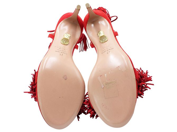 Aquazzura Sandali rossi in suede - vista 6