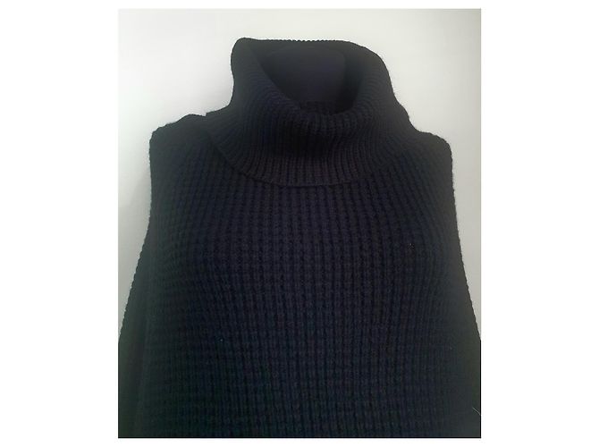 Ralph Lauren Poncho Schwarz Wolle - Ansicht 4