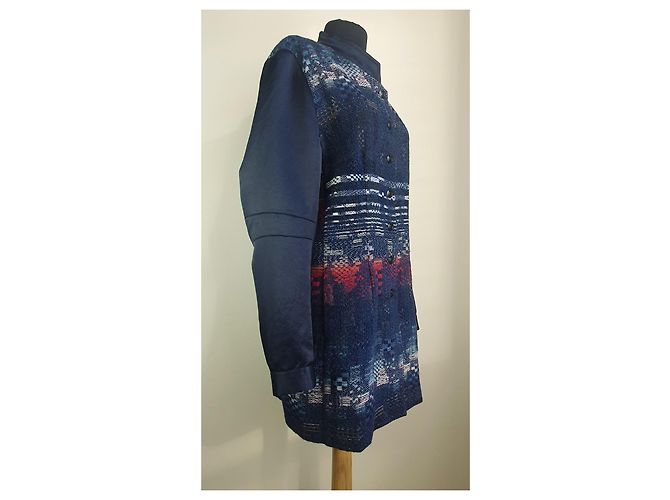 Cappotto Blazer Lungo Riani Blu e Multicolore in Lana - vista 3
