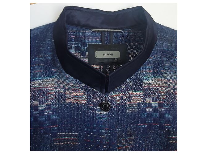 Cappotto Blazer Lungo Riani Blu e Multicolore in Lana - vista 6
