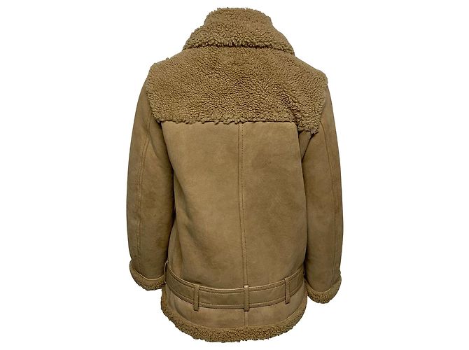 Maje Gombery Lammfelljacke aus beigem Wildleder - Ansicht 2