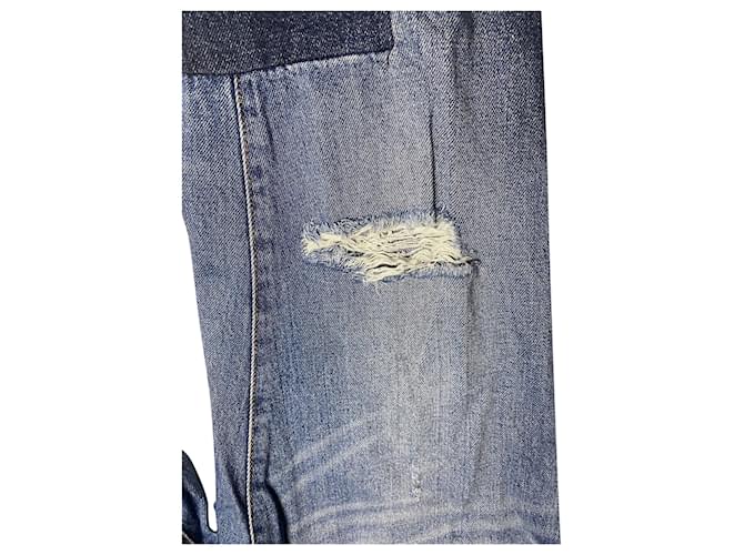 Jeans Sandro Distressed Patchwork em algodão azul - vista 8