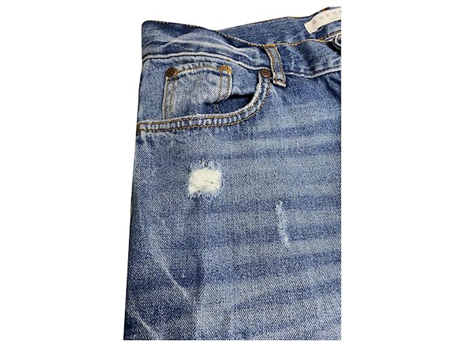 Jeans Sandro Distressed Patchwork em algodão azul - vista 9