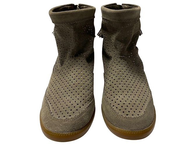 Isabel Marant Basley Tassel Bootie en Daim Gris - vue 2