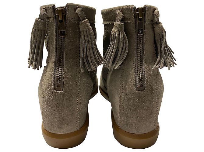Isabel Marant Basley Tassel Bootie en Daim Gris - vue 4