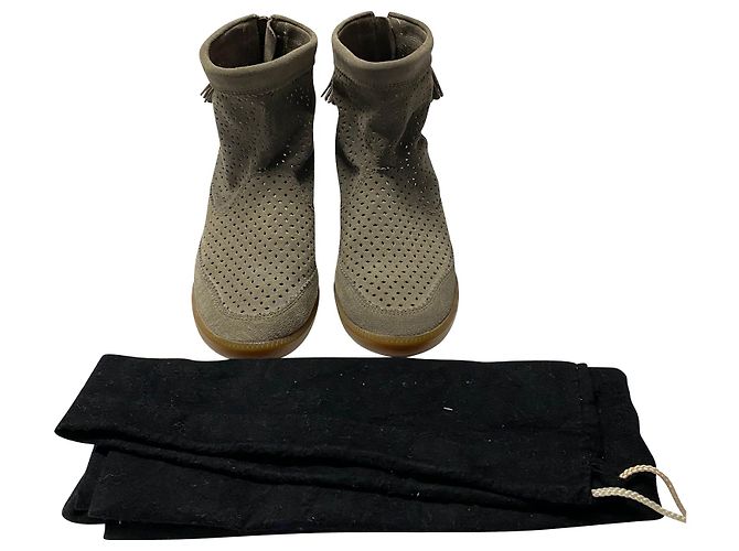 Isabel Marant Basley Tassel Bootie en Daim Gris - vue 7