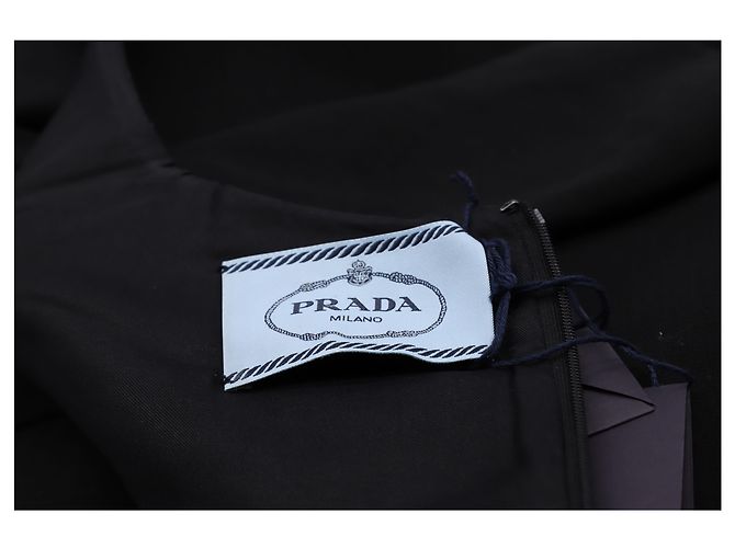 Double Mini Abito Prada Natte in Lana Nero foderato - vista 5
