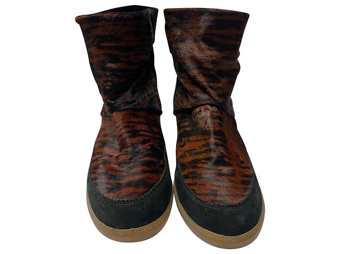 Botines con estampado Upperr de Isabel Marant en ante marrón Impresión de pitón - vista 2