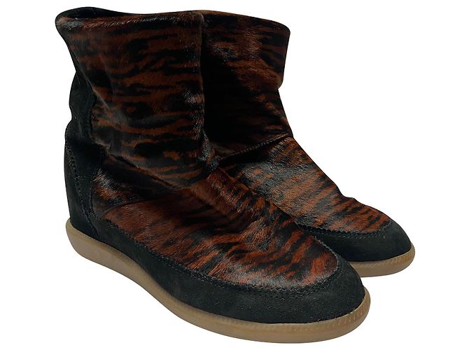Botines con estampado Upperr de Isabel Marant en ante marrón Impresión de pitón - vista 3