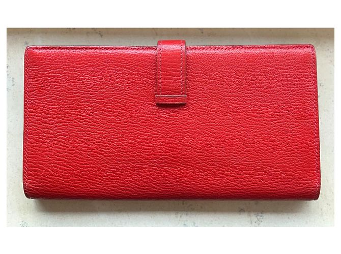 Béarn Cartera Hermès Bearn Roja de Cuero - vista 2