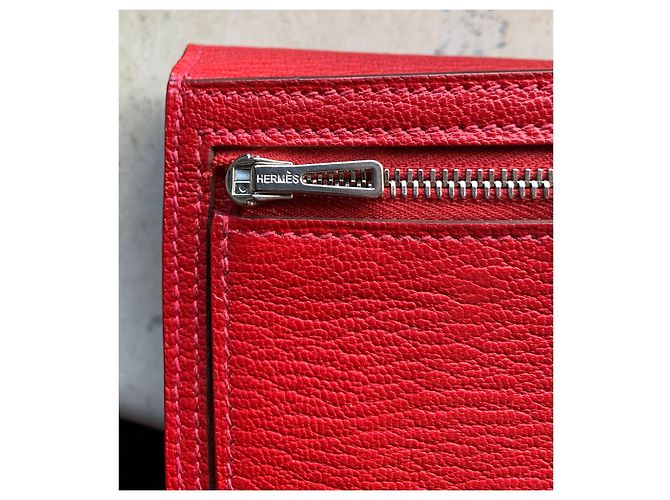 Béarn Cartera Hermès Bearn Roja de Cuero - vista 8