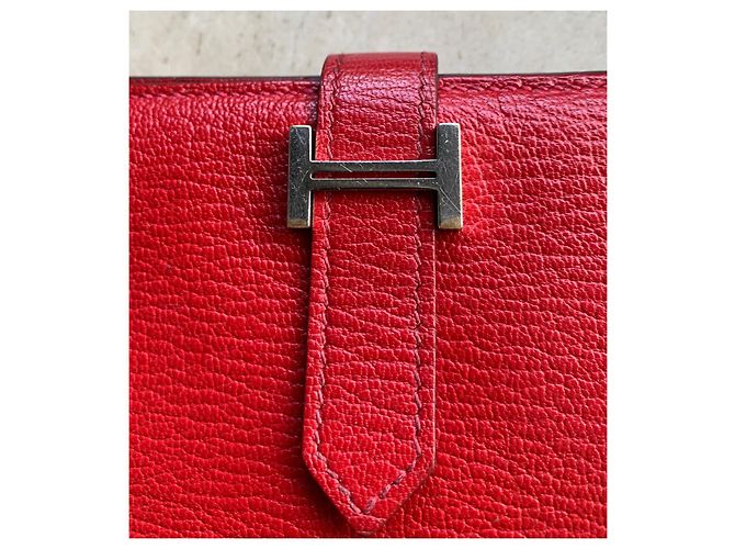 Béarn Cartera Hermès Bearn Roja de Cuero - vista 9