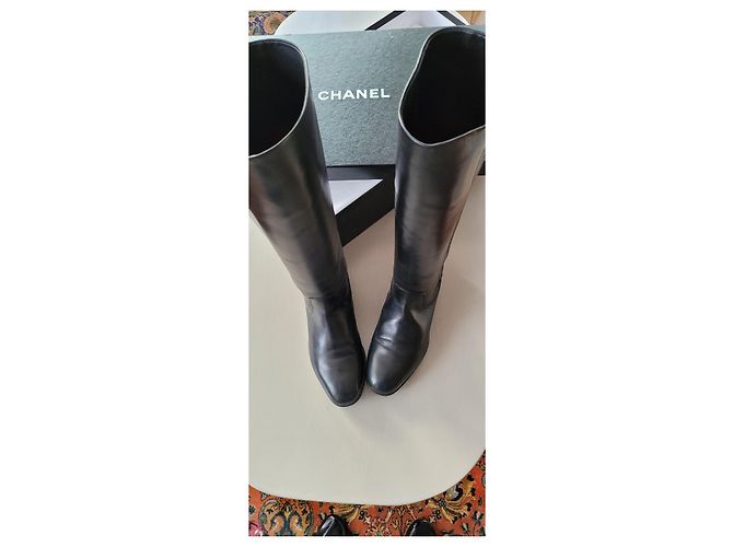 Botas de montar Chanel de piel negro y marrón talla 38 Multicolor - vista 2