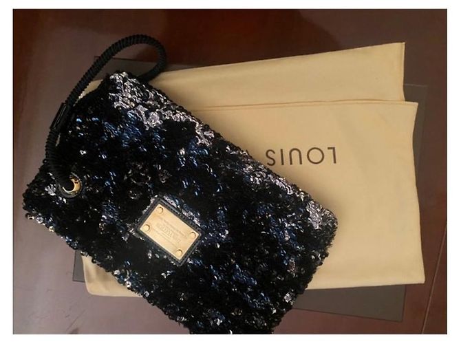 Clutch Louis Vuitton Rococo con paillettes nero oro - vista 4